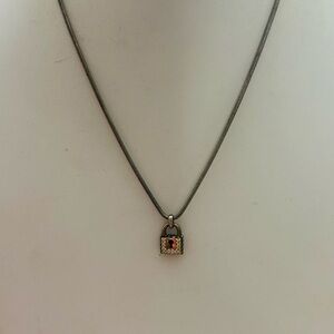 Sold LAGOS Silver Padlock Pendant Necklace 925 Sterling Silver, 18k, Diamonds